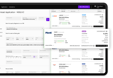 Financeable demo booking on mobile — asset finance broker software