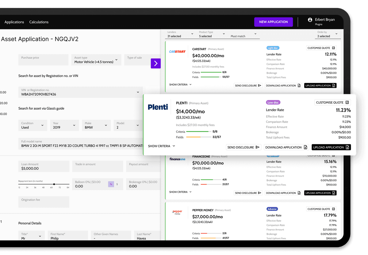 Financeable broker platform — book a demo of lodgement and quoting tools